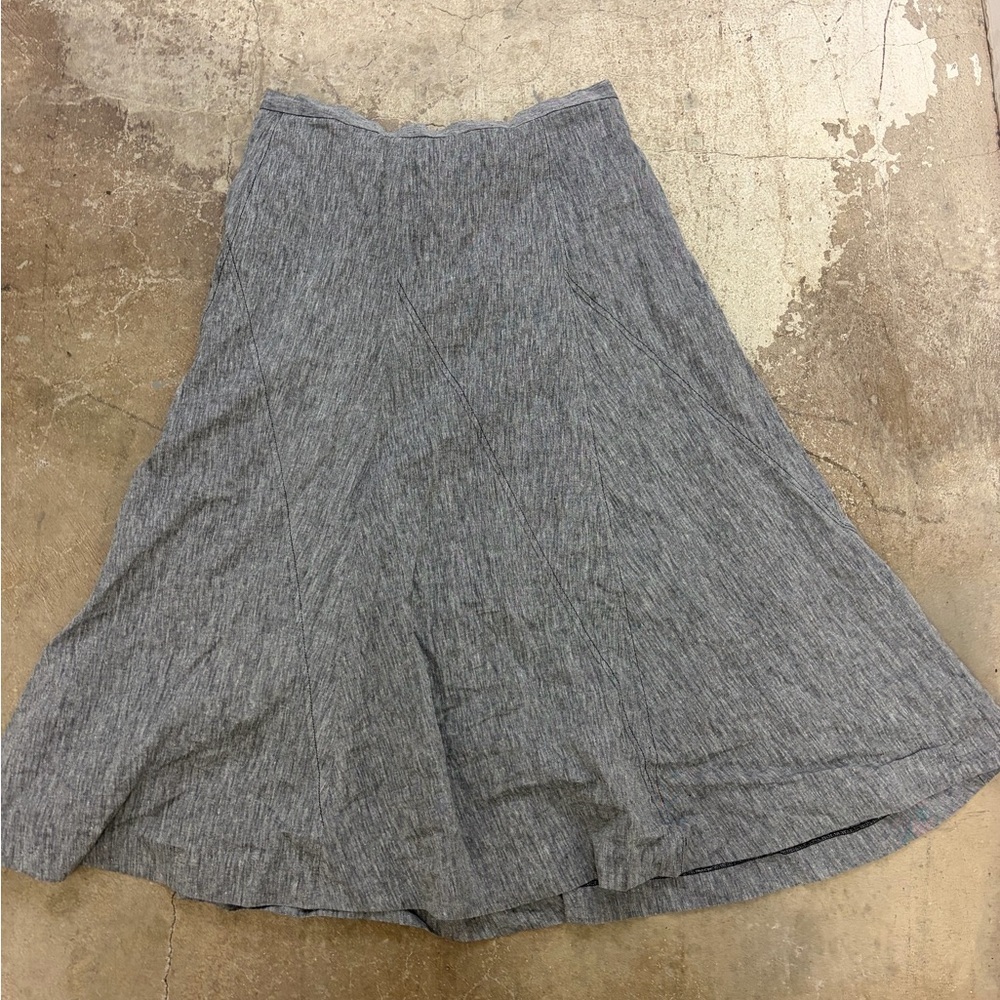 Addition Elle Heather Gray A-Line Skirt maxi flowy linen blend lined‎